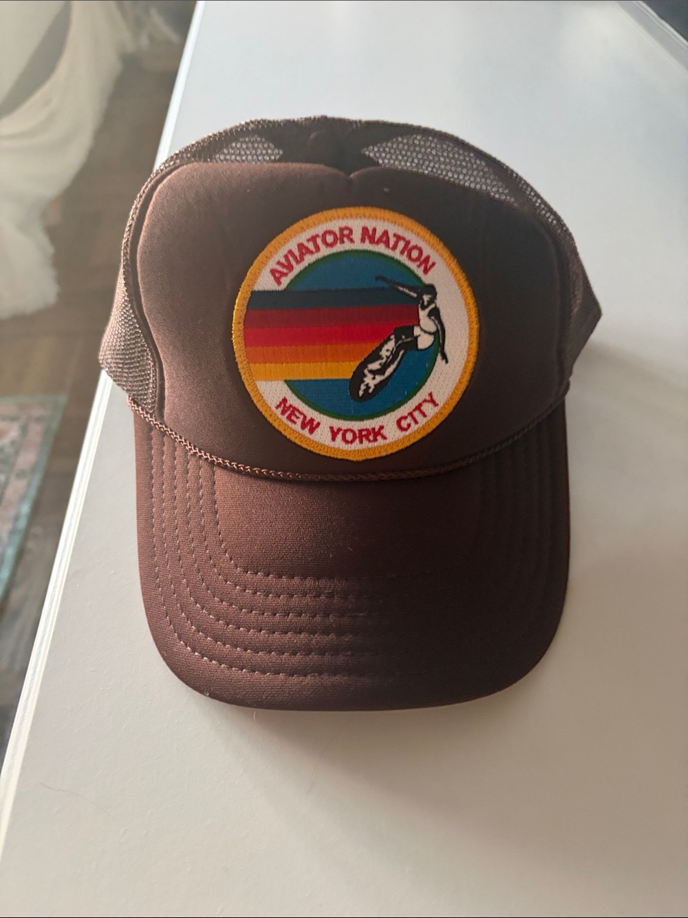 Aviator Nation Brown Trucker Cap with Colorful Patch